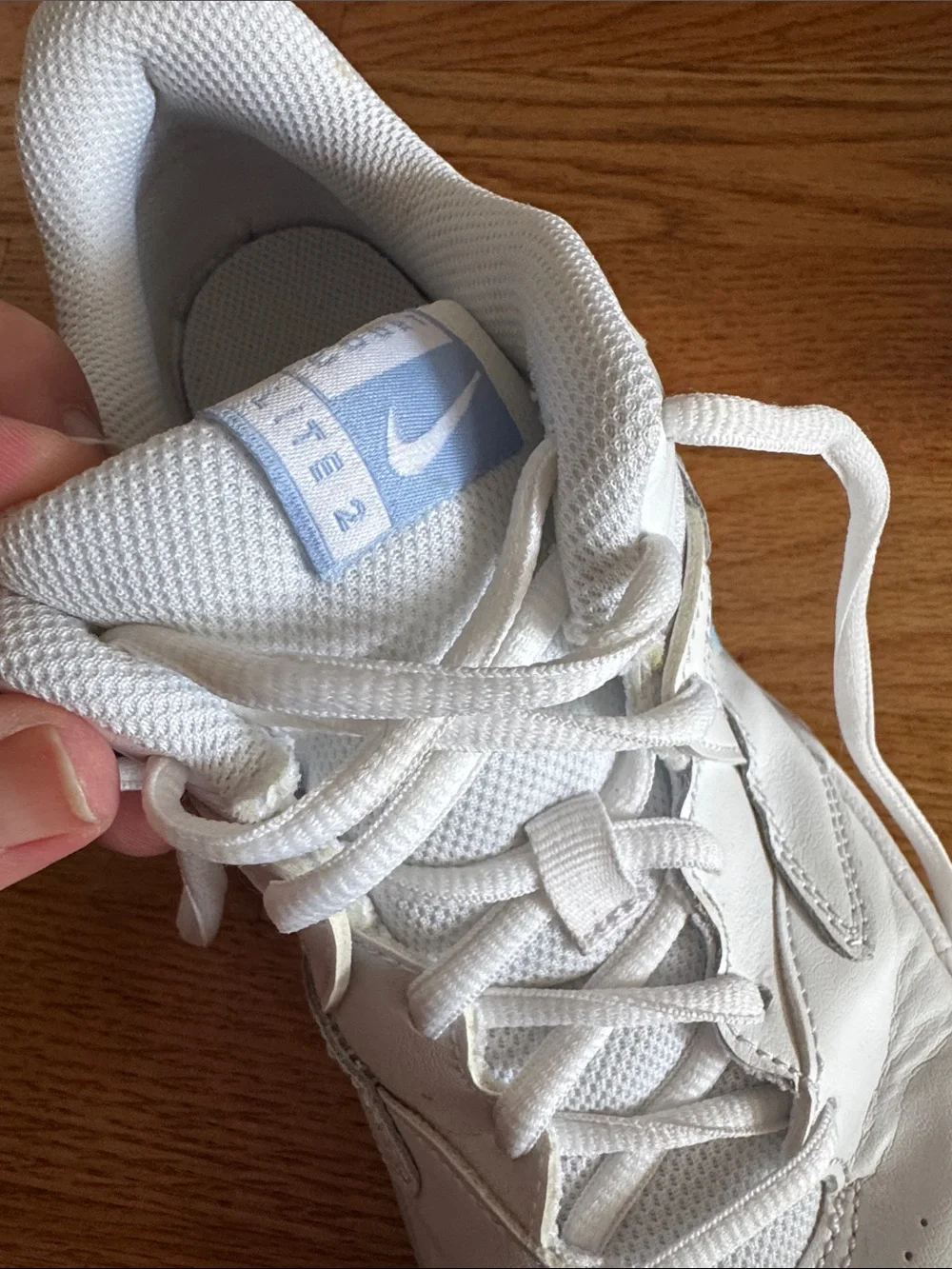 Nike Court Lite 2 White Sneakers with Light Blue Swoosh